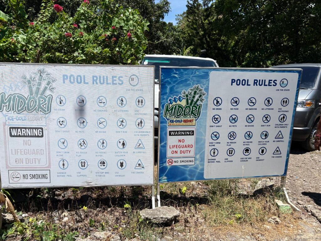 Midori Cold Spring Resort Toril Pool Rules visited by Manakaay.