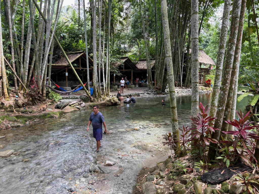 Silmaro Bamboo Nature Park Maragusan wading in the cold river water