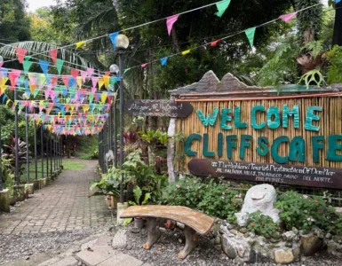 Gazebo Glass Bridge and Cliff's Cafe Balimba Hills Talaingod entrance signage