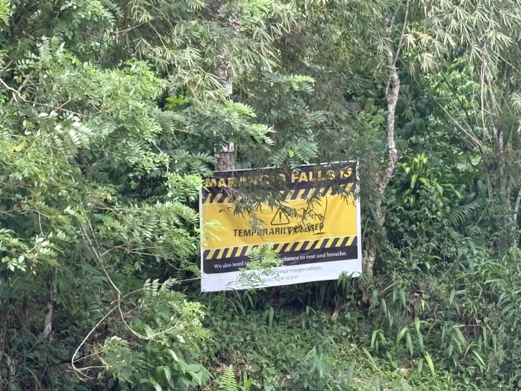 marangig falls maragusan davao de oro no entry sign to the trail to mt candalaga